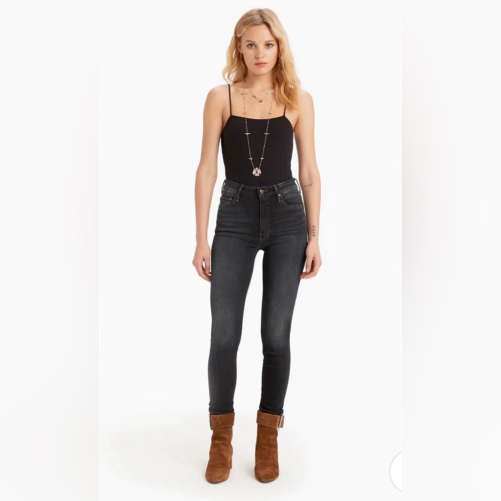 $220 MOTHER Jeans Made In USA 25x29” High Waisted LOOKER Coffee, Tea or Me Ankle